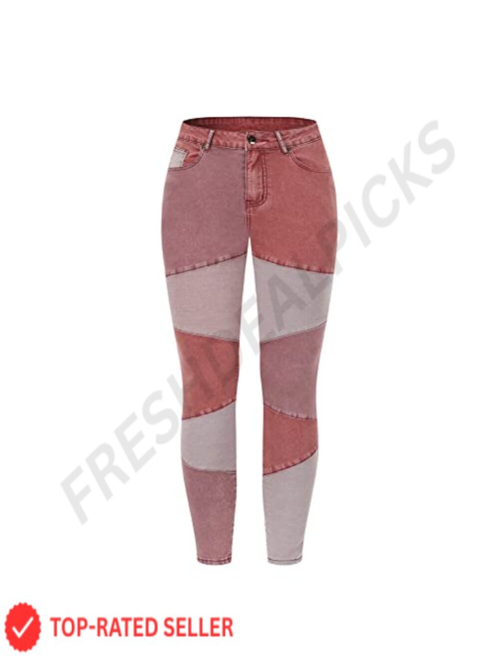 High Waist Patchwork Jeans Stretchy Denim Pants